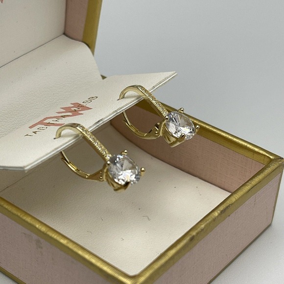 Tabitha Webb Gold Over Sterling Silver Cubic Zirconia Drop Earrings In Box - Picture 1 of 6